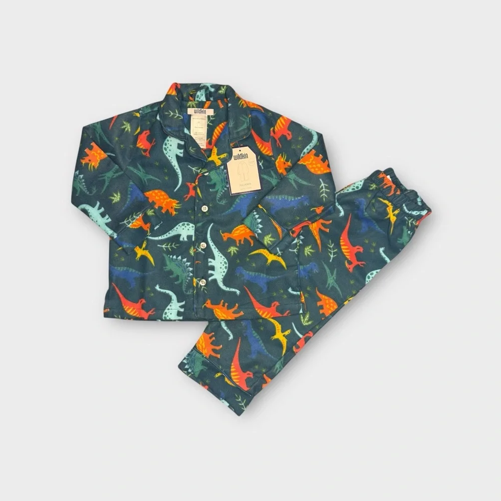 Wildkin Jurassic Dinosaur Green Pajama Set